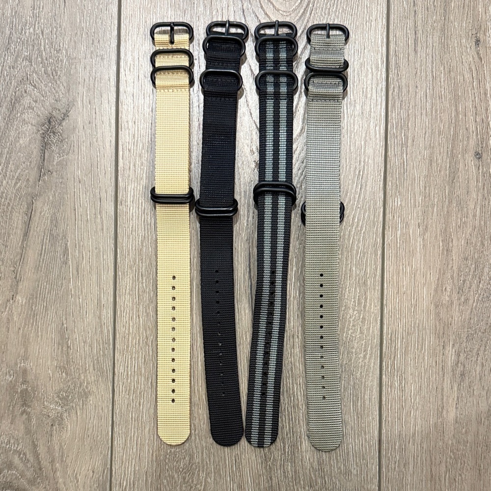 Set of Four Nylon Adjustable Men's 1" Thick Watch Straps